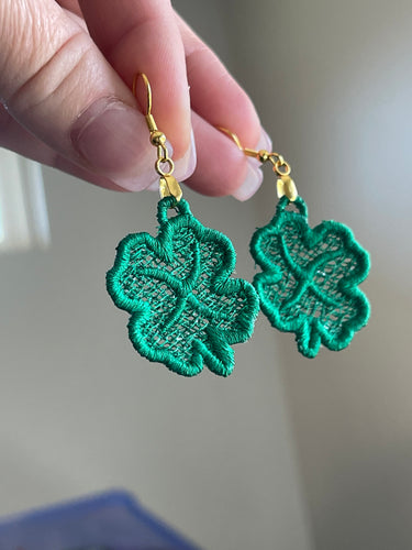 Four Leaf Clover FSL Earrings - In the Hoop Freestanding Lace Earrings