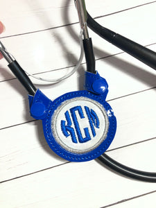 Stethoscope Yoke ID Tag - MONOGRAM APPLIQUE ROUND FRAME - In the Hoop Snap Tab Project