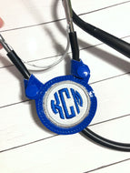 Stethoscope Yoke ID Tag - MONOGRAM APPLIQUE ROUND FRAME - In the Hoop Snap Tab Project