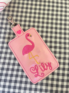 Flamingo Double Sided Luggage Tag snap tabDesign for 5x7 Hoops