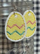 Zig Zag Easter Egg  Earrings embroidery design
