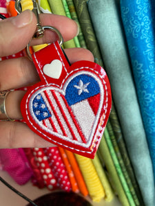 Texas America LOVE snap tab In The Hoop embroidery design