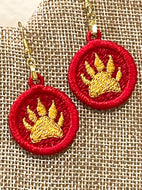 Pendientes FSL con estampado de patas Grizzly - Pendientes de encaje independientes en el aro
