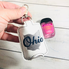 Ohio Hand Sanitizer Holder Snap Tab Version In the Hoop Embroidery Project 1 oz BBW for 5x7 hoops