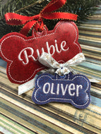 BLANK Dog Bone Eyelet Tag/Ornament for 4x4 hoops