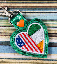 Ireland America LOVE snap tab In The Hoop embroidery design