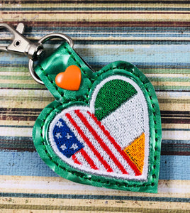 Ireland America LOVE snap tab In The Hoop embroidery design