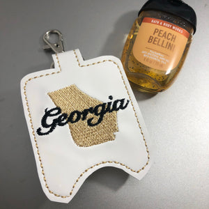 Georgia Hand Sanitizer Holder Snap Tab Version In the Hoop Embroidery Project 1 oz BBW for 5x7 hoops