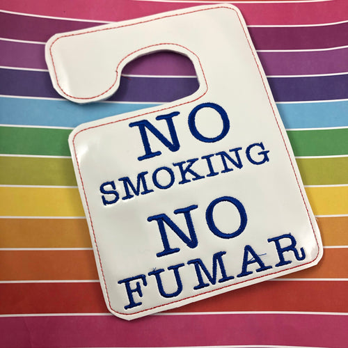 No Smoking No Fumar (English and Spanish) hanging sign for 5x7 hoops