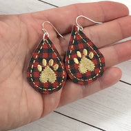 Paw Print Teardrop Earrings embroidery design