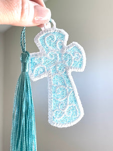 Swirl Chunky Cross Freestanding Lace (FSL) Ornament or Bookmark