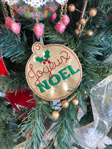 Joyeux Noel Christmas Ornament for 4x4 hoops