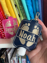 Personalized Baby Feet Hand Sanitizer Holder Snap Tab Version In the Hoop Embroidery Project 2 oz for 5x7 hoops