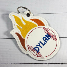 Baseball/Softball with Flames Eyelet Tag Ornament
