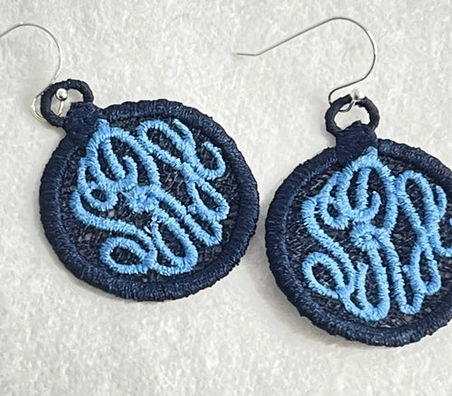 Round Monogram Blank FSL Earrings - In the Hoop Freestanding Lace Earrings