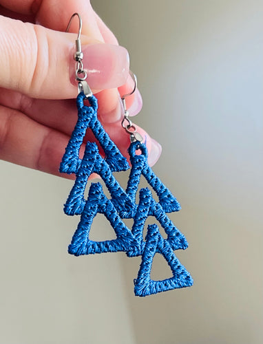 Triangle Trio FSL Earrings - In the Hoop Freestanding Lace Earrings