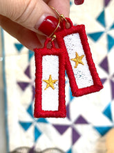 Gold Star Flag FSL Earrings - Freestanding Lace Earring Design - In the Hoop Embroidery Project