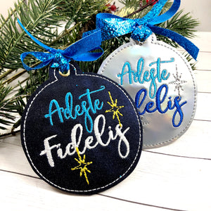 Adeste Fidelis Christmas Ornament for 4x4 hoops