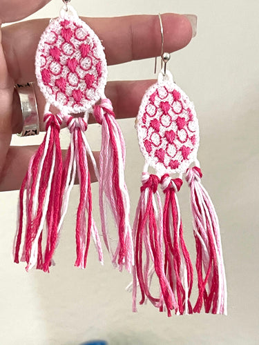 Boucles d’oreilles Hearts Cascarone Eggs FSL - Boucles d’oreilles en dentelle autoportantes In the Hoop