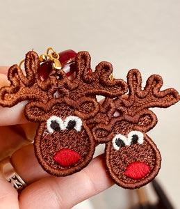 Reindeer FSL Earrings - In the Hoop Freestanding Lace Earrings