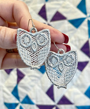 Elegant Owl FSL Earrings - Freestanding Lace Earring and Pendant Design - In the Hoop Embroidery Project