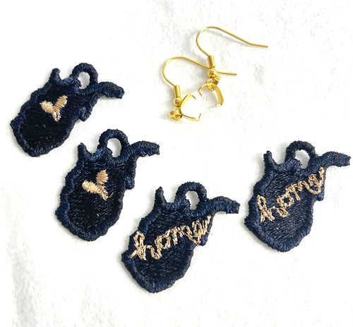 West Virginia FSL Earrings - In the Hoop Freestanding Lace Earrings