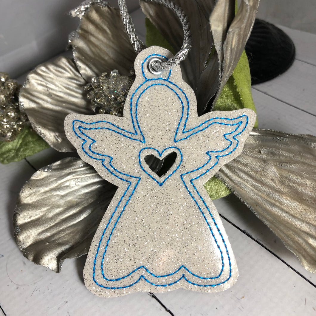 Angel Open Heart Christmas Ornament for 4x4 hoops