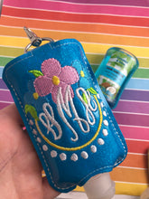 Flowers and Pearls Monogram Hand Sanitizer Holder Snap Tab Version In the Hoop Embroidery Project 3 oz DT for 5x7 hoops