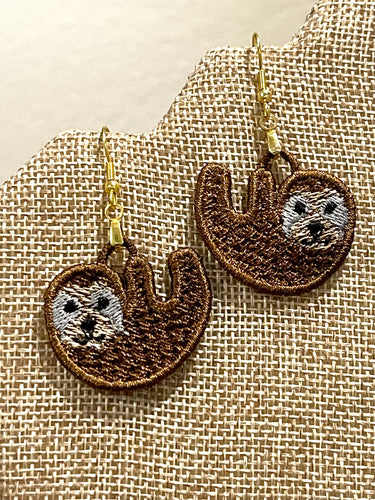 Boucles d’oreilles Sloth FSL - Boucles d’oreilles en dentelle autoportantes In the Hoop