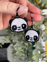 Panda Face FSL Earrings - In the Hoop Freestanding Lace Earrings Design for Machine Embroidery