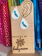 Teardrop California Earrings embroidery design for Vinyl and Leather