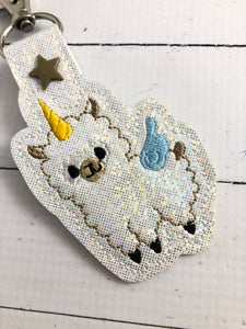 Llamacorn Alpaca snap tab embroidery design