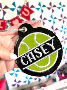 Split Tennis ball BLANK Applique Bag Tag OR Ornament for 4x4 hoops