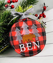 Bear and Trees Christmas Ornament for 4x4 hoops