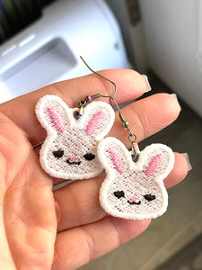 Bunny Face and Tail Set of TWO FSL Earrings - In the Hoop Freestanding Lace Earrings Set