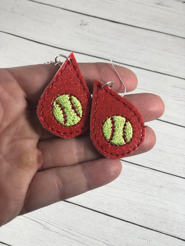 Baseball or Softball Teardrop Earrings embroidery design