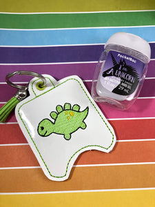4x4 Baby Stegosaurus Dinosaur Themed Hand Sanitizer Holder EYELET VERSION In the Hoop Embroidery Project