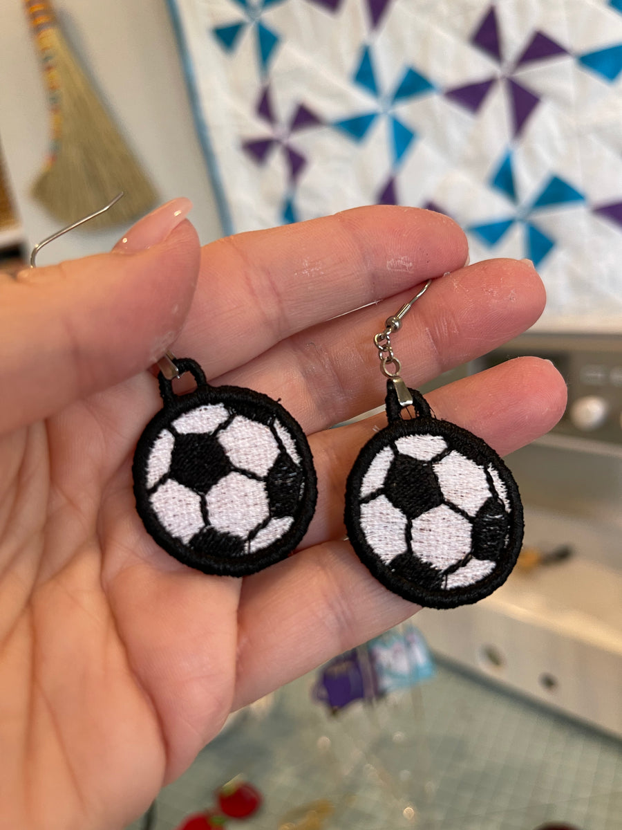 Soccer Ball FSL Earrings Freestanding Lace Earring Design In the H