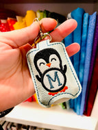 Penguin Monogram Hand Sanitizer Holder Snap Tab Version In the Hoop Embroidery Project 1 oz BBW for 5x7 hoops