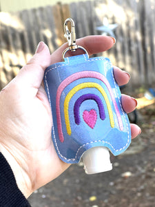 Rainbow Hand Sanitizer Holder for 2 oz Bottles Snap Tab In the Hoop Embroidery Project