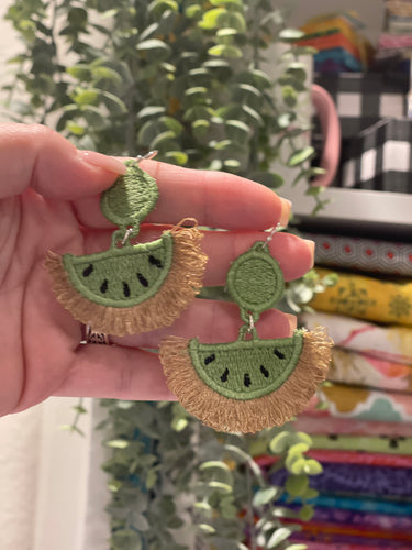 Kiwi FSL Fringe Earrings - In the Hoop Freestanding Lace Earrings