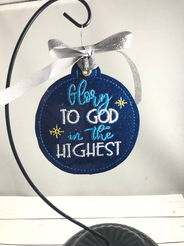 Glory to God in the Highest Christmas Ornament for 4x4 hoops