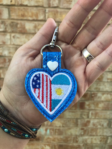 Argentina América AMOR pestaña snap En el diseño de bordado del aro