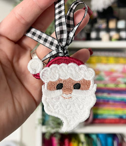 Santa Face Freestanding Lace (FSL) Ornament