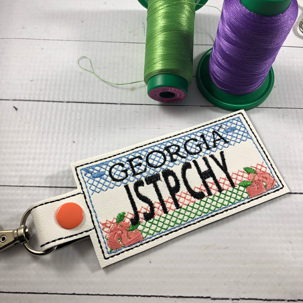 Georgia Plate Embroidery Snap Tab