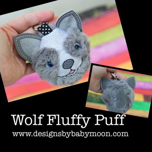 Wolf Fluffy Puff - Dans le motif de broderie cerceau