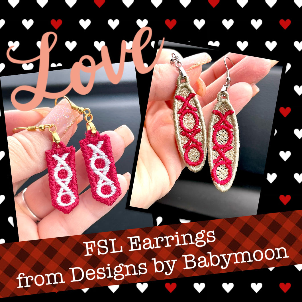 FSL XOXO Earrings -Two Styles -  In the Hoop Freestanding Lace Earrings