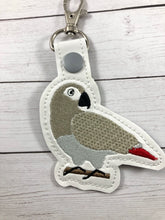 African Grey Parrot snap tab In the Hoop embroidery design