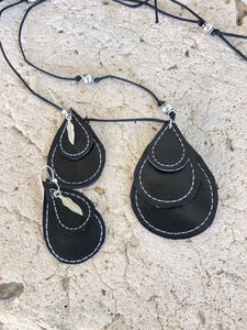 Teardrop Earrings and Pendant embroidery design for Vinyl and Leather