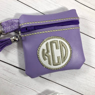 Monogram Circle Zipper Pouch 4x4